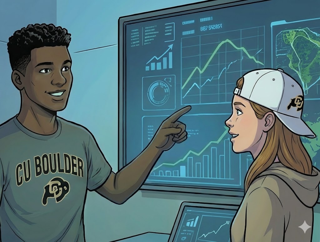 CU Boulder students analyzing data